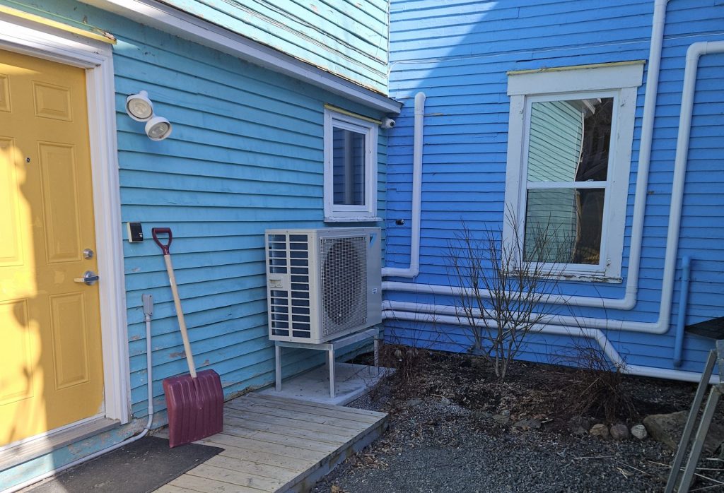 Photo of installed heat pump at Grace House Fredericton